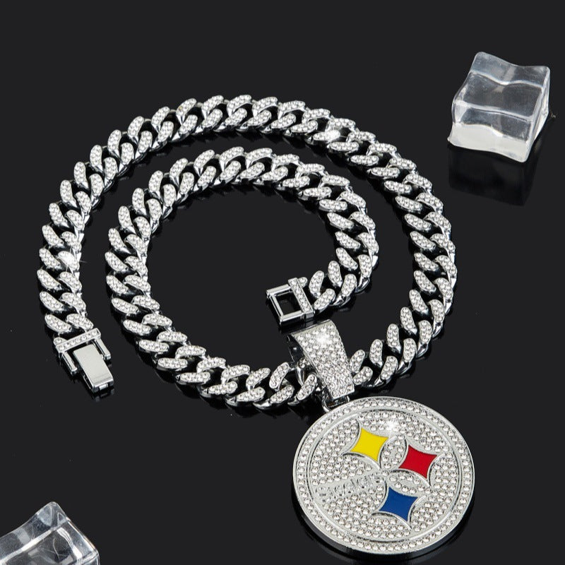 Wholesale Hip-hop diamond round letter necklace Cuban chain